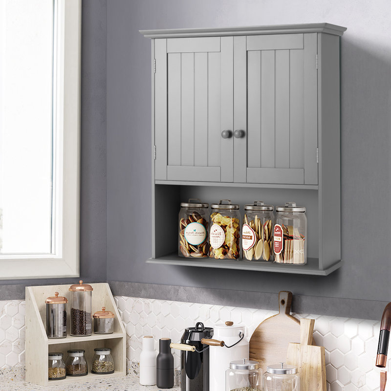Armoire à pharmacie murale à 3 tablettes réglables H 23,5 po Rumel, Gris