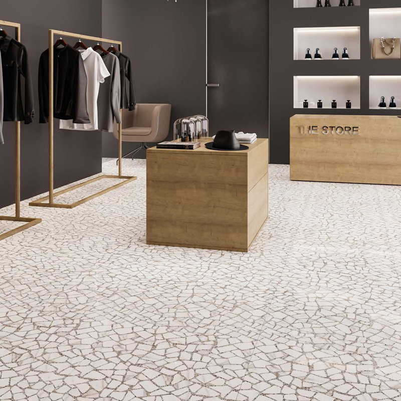 Textured 24" x 48" Porcelain Marble Look Tile