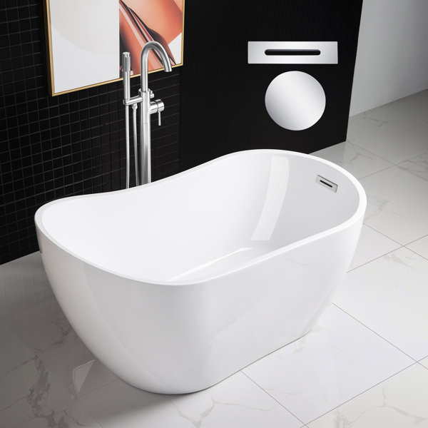 Woodbridge 54'' X 28.38'' Freestanding Soaking Acrylic Bathtub 