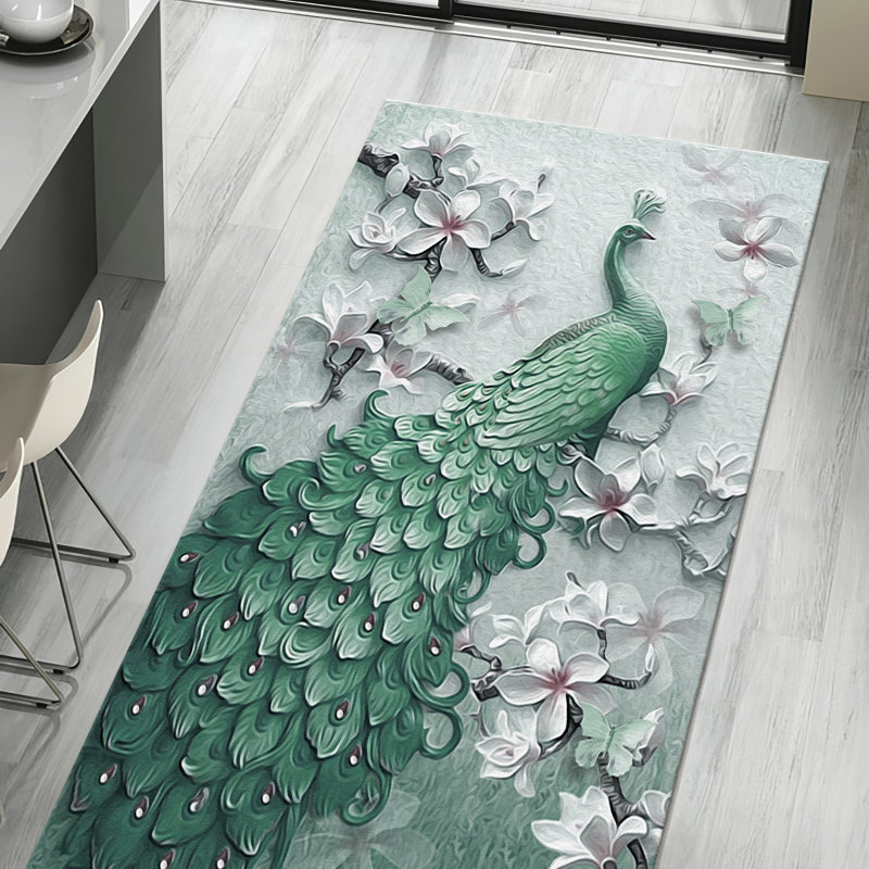 Stylish Non Woven Thin Type Printed Rug Featuring an Intricate Geometric Design for a Modern Touch in your Home Decor