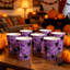 Assiettes et gobelets jetables en papier Purple Web pour Halloween - Fournitures de fête pour les occasions festives