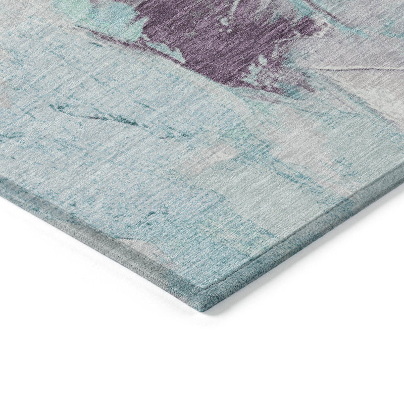 Machine Washable Indoor/Outdoor Xhevrie Teal Rug, Runner 2'3" x 7'6"