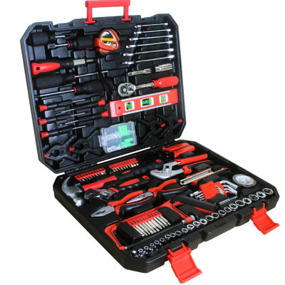 Ensemble d'outils 238 pièces dans une boîte à outils à main noire - idéal pour les projets à petite échelle, avec ruban à mesurer, marteau pratique, art pratique, pinces fonctionnelles, tournevis polyvalents avec gain de temps