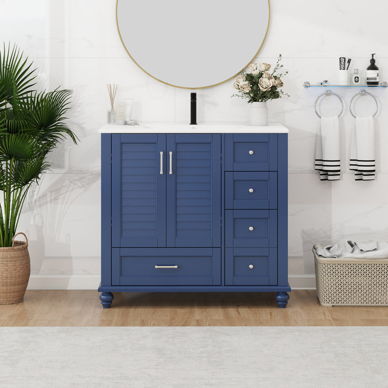 Ensemble de meuble-lavabo 36 "avec lavabo 36", Bleu