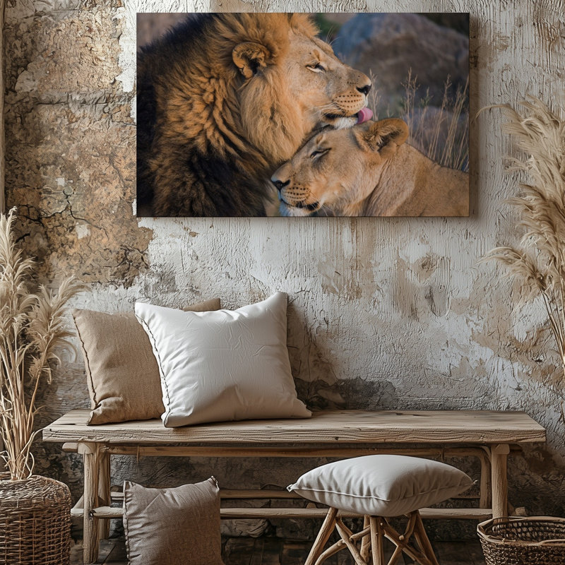 Toile tendue, gros plan, lion mâle avec art mural, H 20 po x l 20 po