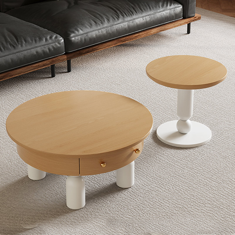 Ensemble de tables basses de style rétro, Bois original / blanc