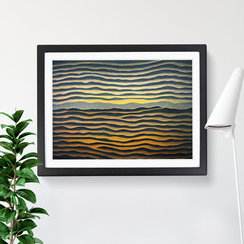 Abstract Ocean Ripples - Framed Print, Black, 34cm H x 46cm W x 2cm D