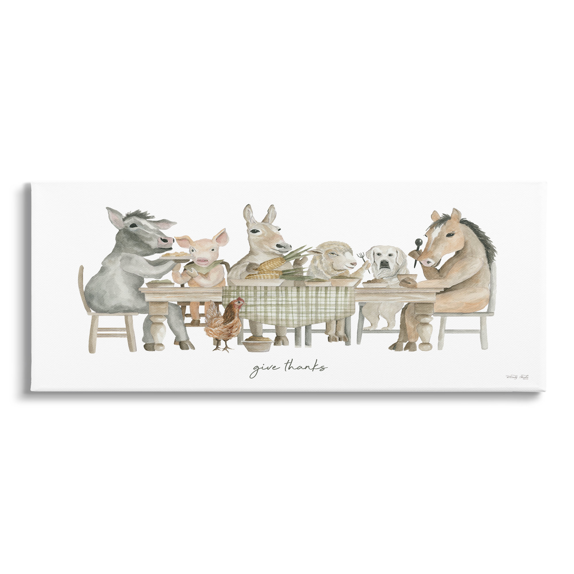 Winston Porter Give Thanks Farmhouse Kitchen Canvas Wall Art Design by ...