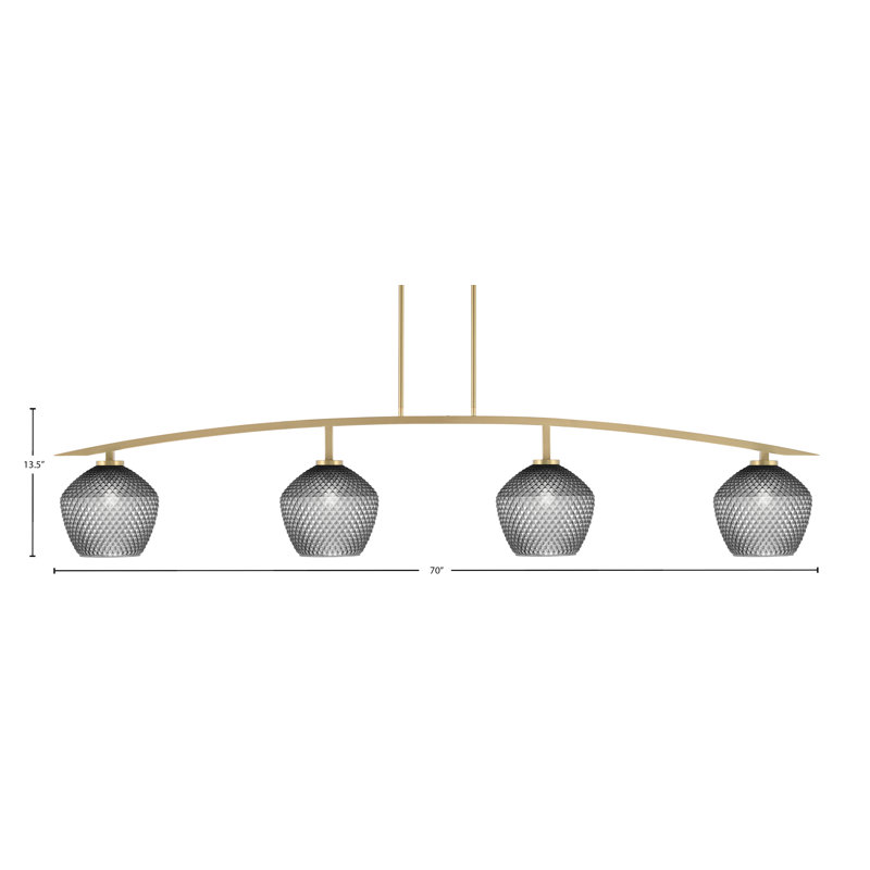 Barre d'éclairage à 4 lumières en verre vieilli 9 po Kurve, Noir / transparent
