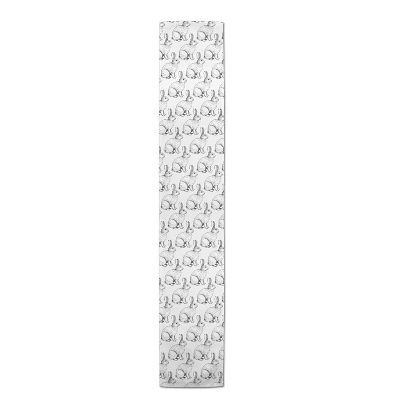 Chemin de table lapin Savarese, L 90 po x l 16 po, Blanc, Imprimé animalier 2