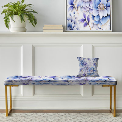 Banc floral rembourré or