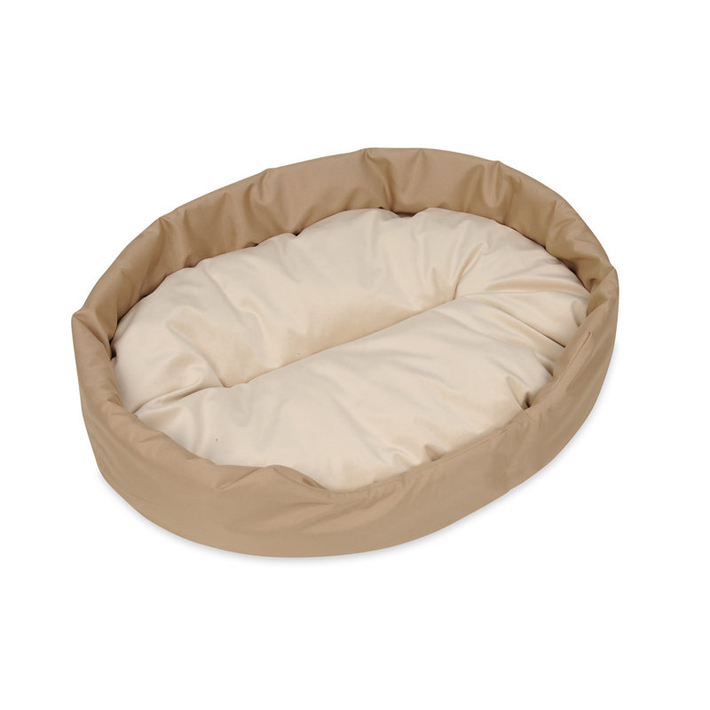 Spenser Codura/velour Pet Bed, 15cm H x 72cm W x 61cm D, Beige, Large