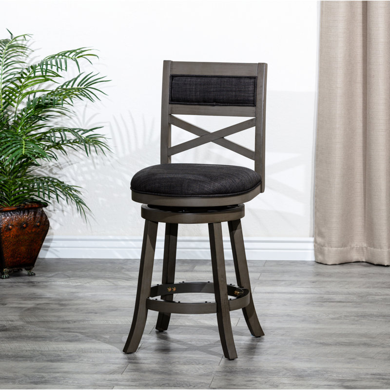 Siège pivotant de 24 po à hauteur de comptoir, gris patiné, revêtement gris anthracite, ajoute confort au tabouret à la maison, finition grise, améliore