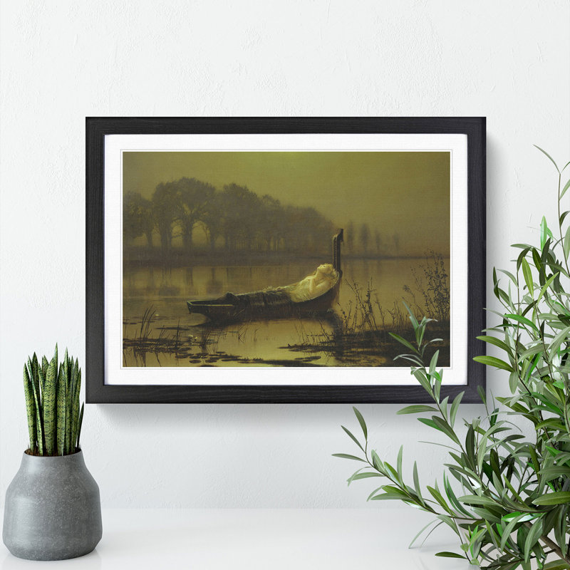 The Lady of Shalott by John Atkinson Grimshaw - Picture Frame Painting, 36cm H x 48cm W x 2cm D, Black