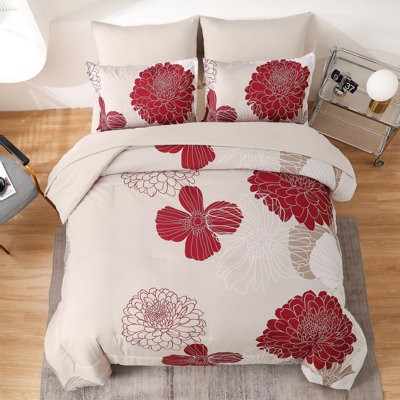 7 Piece Floral Comforter Set Soft Microfiber Bedding Set with Comforter Pillowcases Pillow Shams Sheets