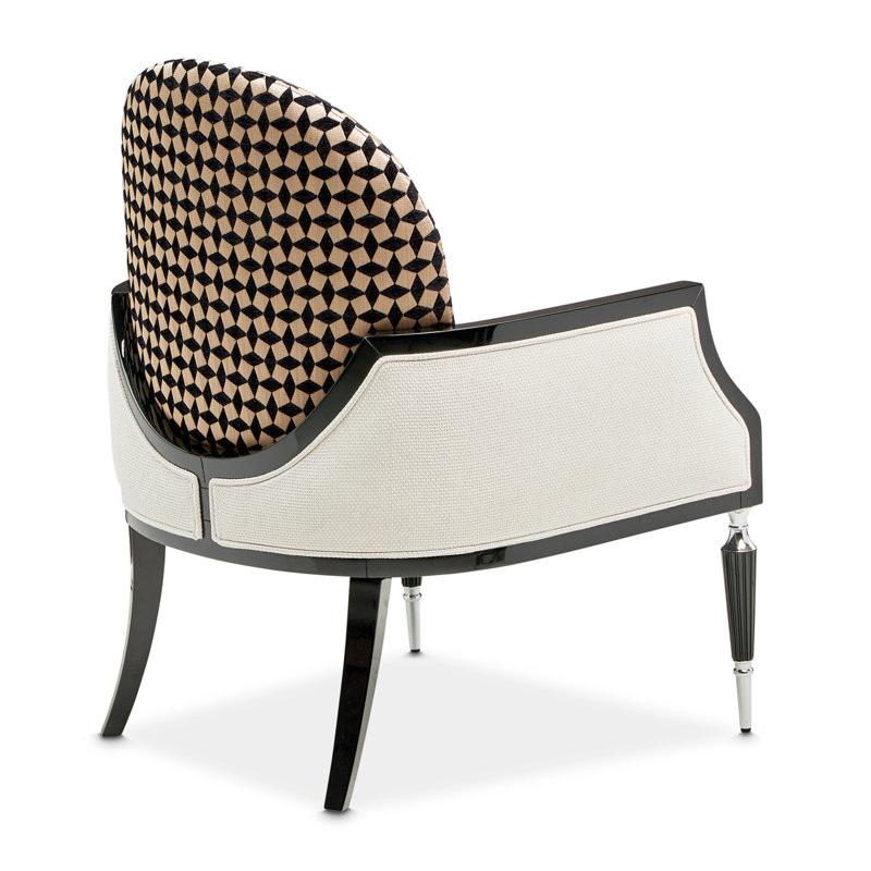 La Francaise 29'' Wide Armchair, Cream/Ivory/Black Polyester Blend