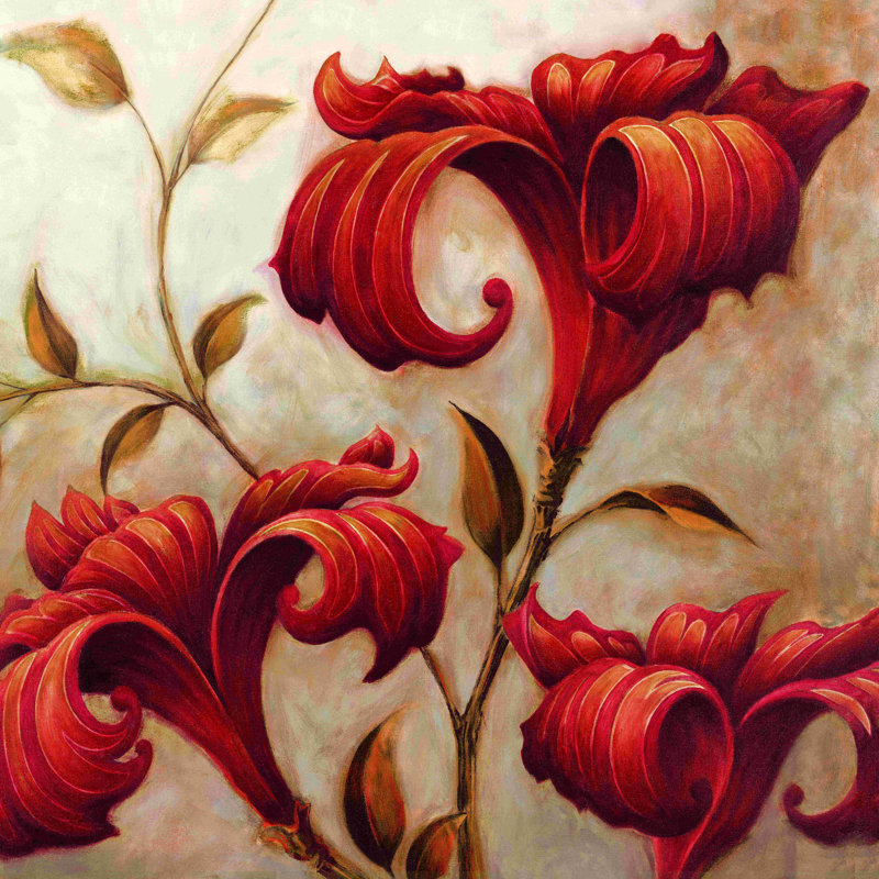 Carré floral bouclé rouge 2, H 20 po x l 20 po