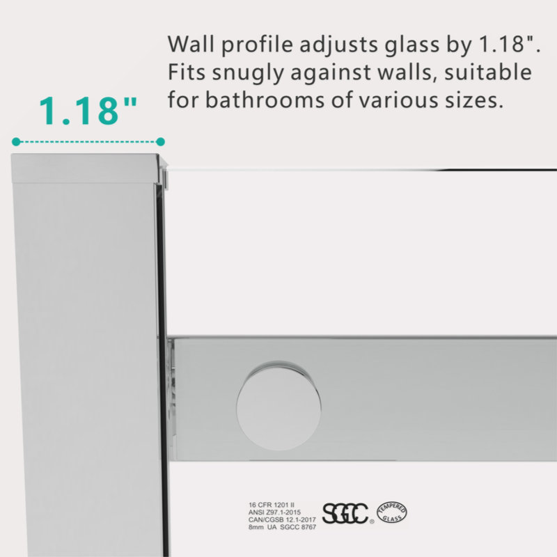 S-RM6076TB 56-60"W X 76"H Sliding Shower Door, Frameless Glass Shower Door With Hardware, Towel Bar And Handle,Drop Shipping Available