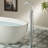 WOODBRIDGE Contemporary Single Handle Floor Mount Freestanding Tub Filler Faucet With Integrated LED Color-Changing Spray Head-118612134