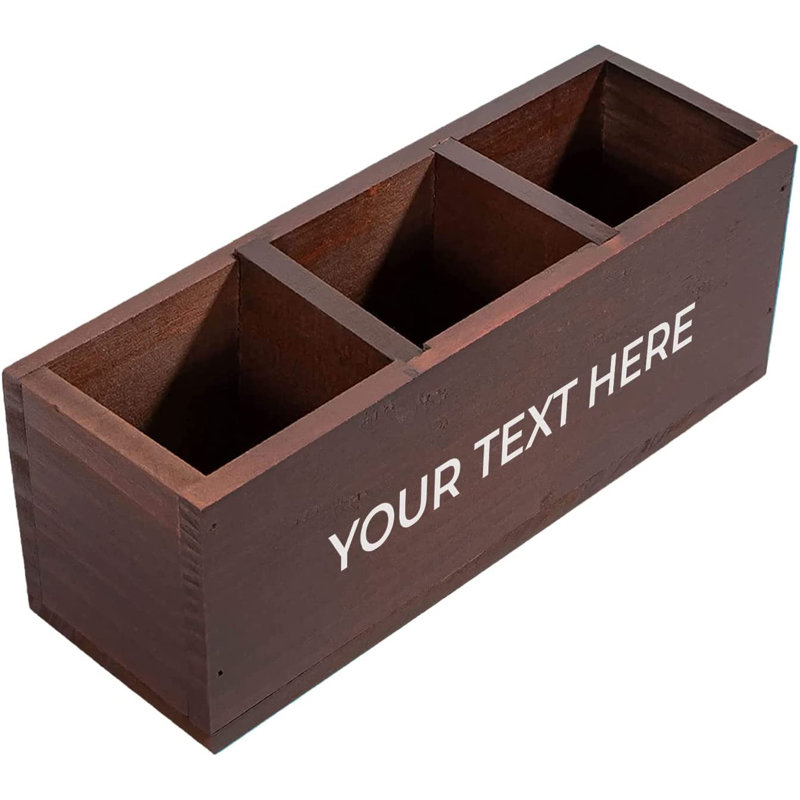 Wood Pen Holder, Dark Brown, Yes