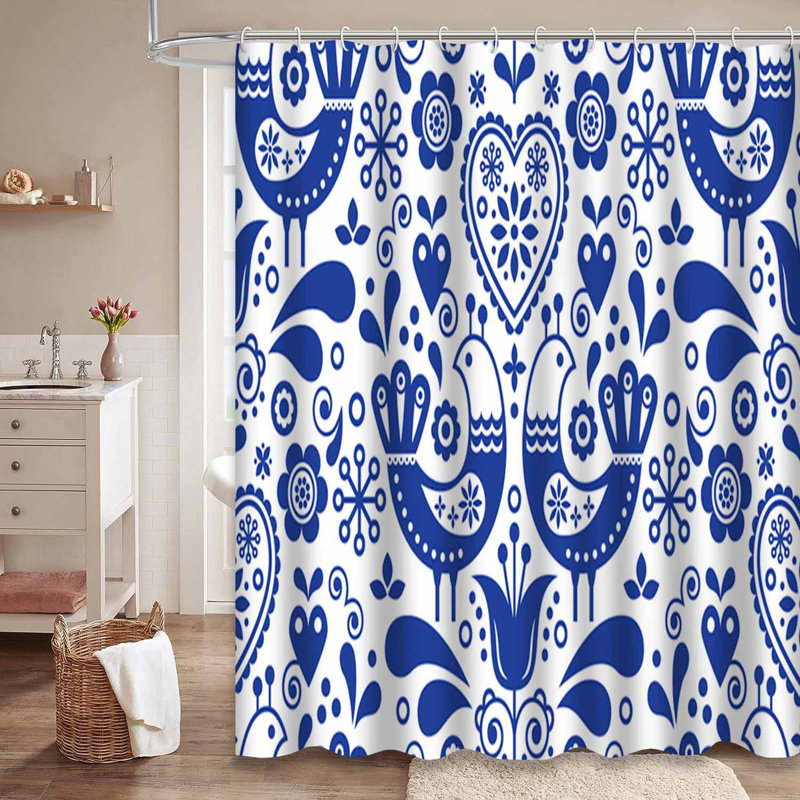 Rideau de douche Folk Art Birds, L 72 po x l 78 po