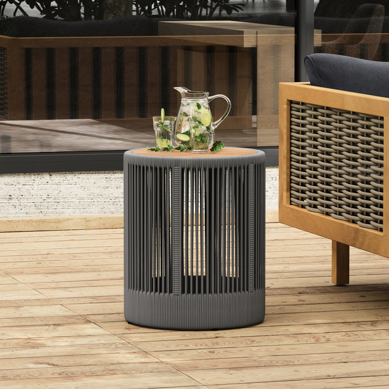 Table d'appoint en bois et corde - hauteur de 18,55 po, profondeur de 15 po, polyvalente pour la décoration et la surface du vestibule, table de chevet parfaite
