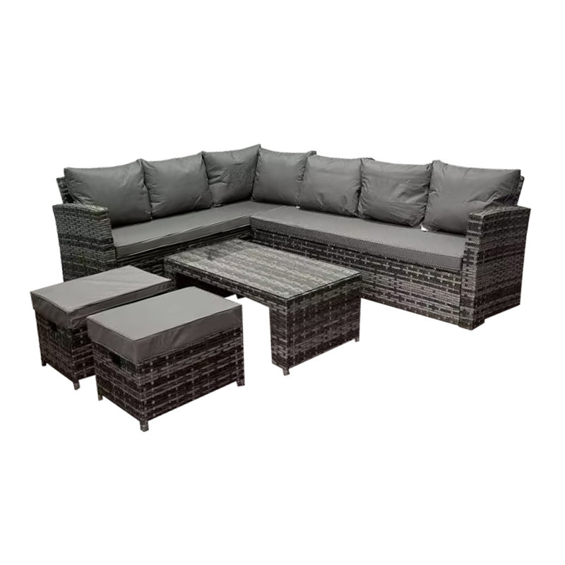 Luby 181cm Wide Outdoor L-Shaped Garden Corner Sofa with Cushions