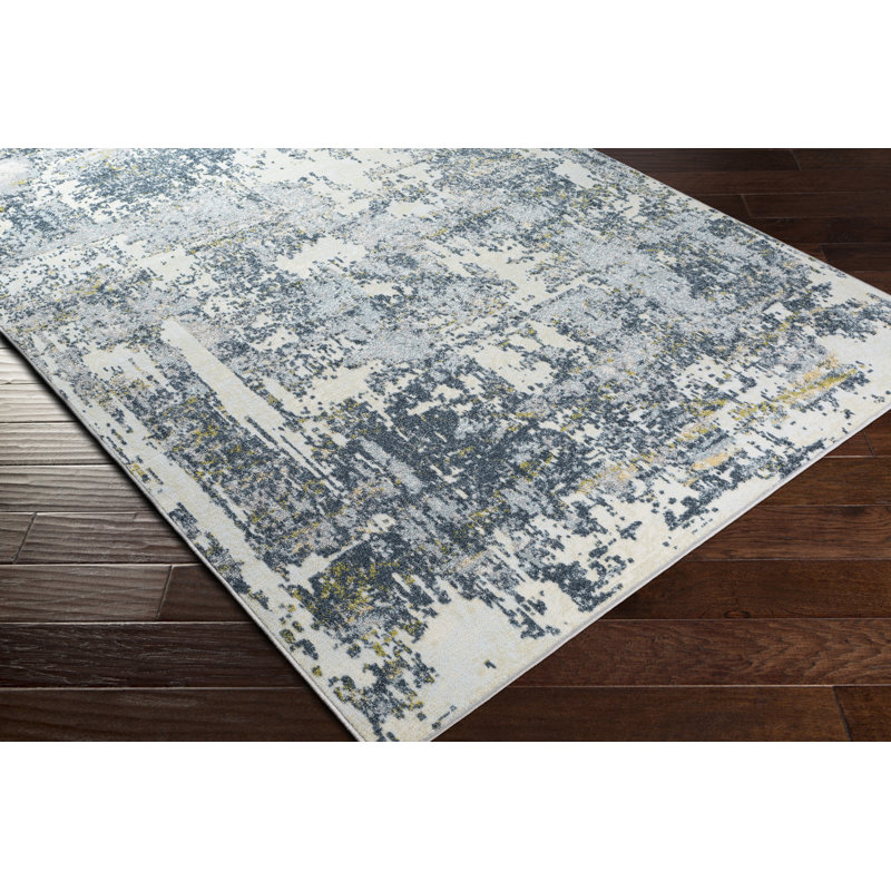 Tapis abstrait bleu / beige, Rectangle 2 pi x 3 pi