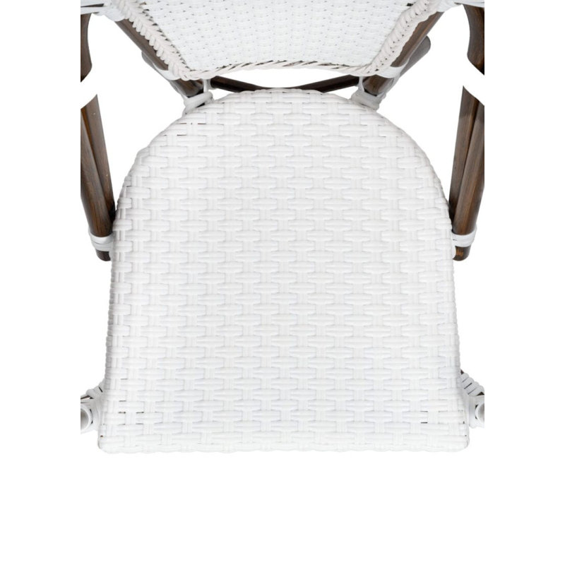 L'ensemble français comprend une table de 40 po et 4 chaises avec accoudoirs par Chivari, Blanc / Brun