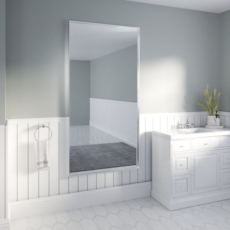 Miroir en aluminium à angle droit avec cadre en aluminium - Miroir d'appoint mural, 36 po x 72 po, Rectangle