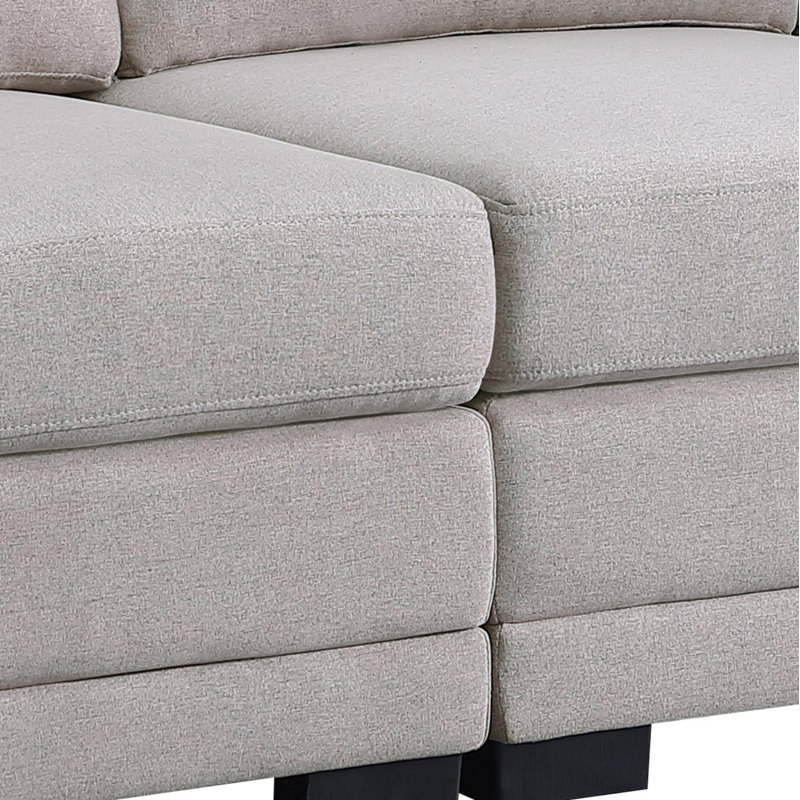 Canapé modulaire réversible en tissu de lin avec 2 repose-pieds