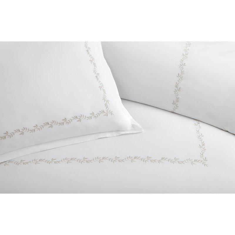 CLASSIC EMBROIDERED KG DUVET SET  IVY WHT, Queen Duvet Cover, Linen