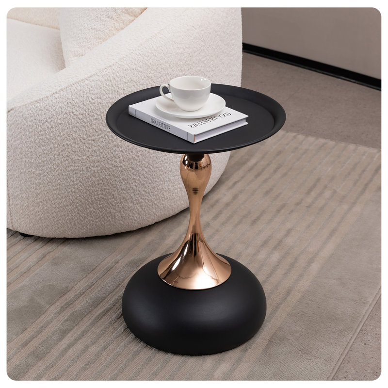 Small Round Side Table, Black/Gold