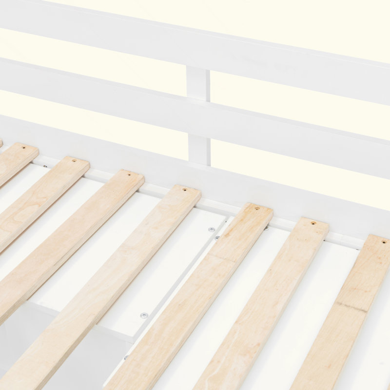 Lit superposé avec tiroirs, garde-robe, tablettes de rangement et lit hydraulique, Blanc