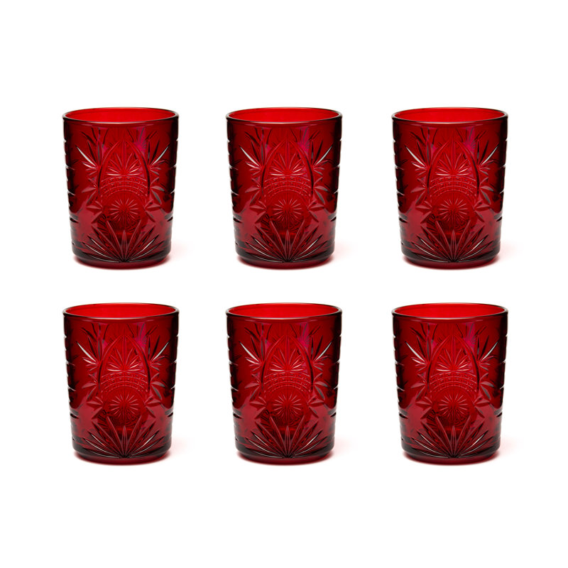 350ml Drinking Glass Set, Dark Red
