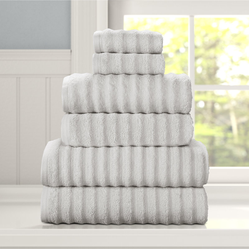 Cloud Gray Ridged Turkish Cotton Washcloth Set