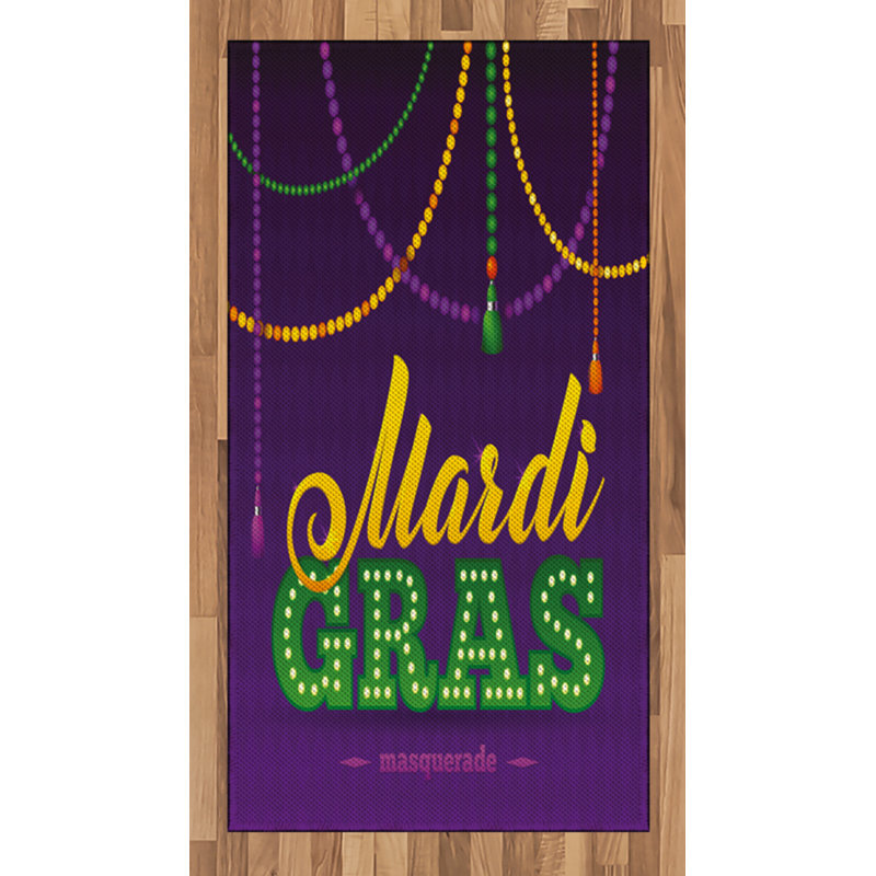 Tapis décoratif en fibres de polyester à haute densité Mardi Gras, Rectangle 2 pi 7 po x 5 pi