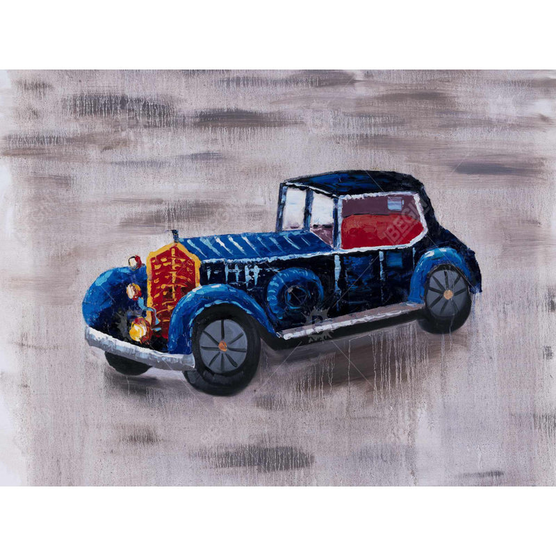 Toile encadrée vintage avec voiture jouet | Art mural Home Decor