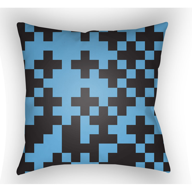 Scandanavian Geometric Outdoor Throw Pillow, 18" H x 18" W x 4" D, White