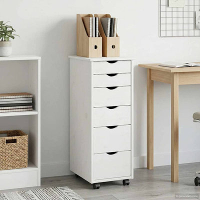  Rolling Cabinet With Wheel Solid Pine Wood Minimalist Storage Drawers