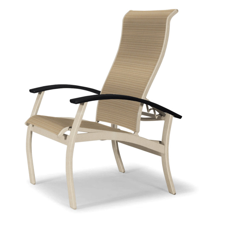 Chaise de patio Askar, Noir, Rayures de sable Bailey Sunbrella®, Désert texturé