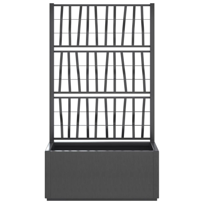 Jardinière rectangulaire Hisashi avec treillis intégré , Gris foncé