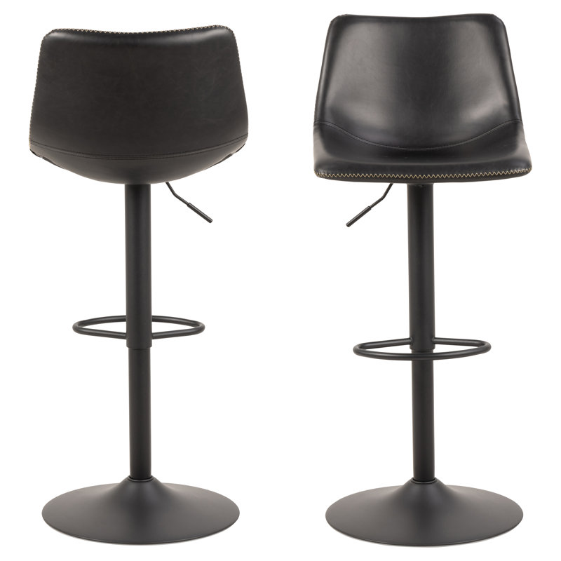 Eisenach Swivel Upholstered Adjustable Height Counter Stool with Metal Frame, Black