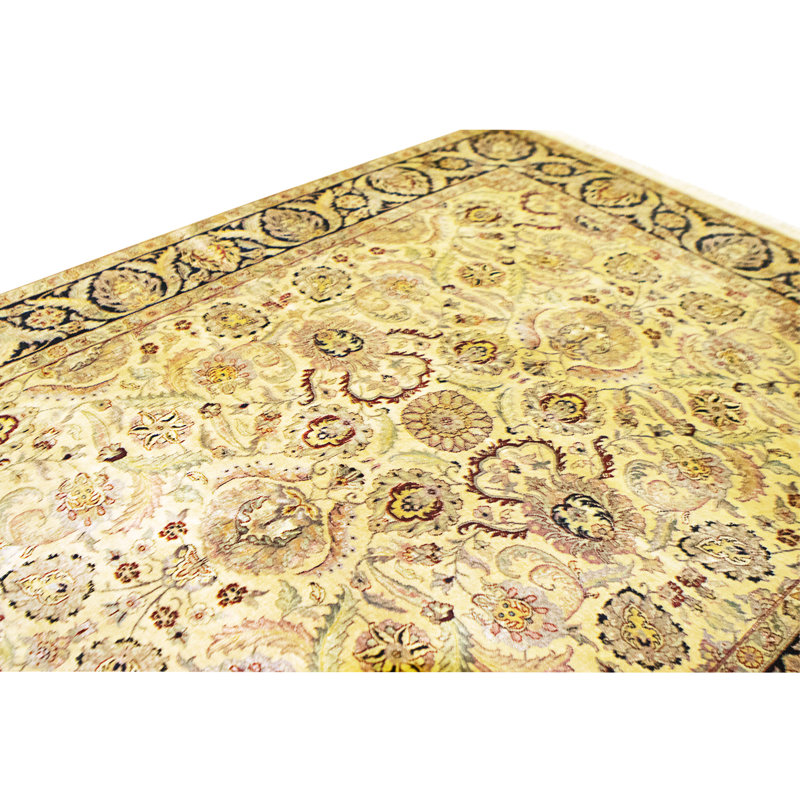 Hand Knotted Area Rug, Gold And Black, Rectangle 10'3" x 8'3"