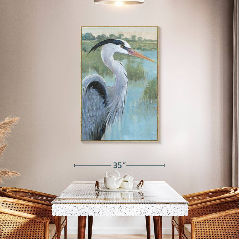 Blue Heron Portrait II, Floating Frame Natural Wood, 31" x 46"