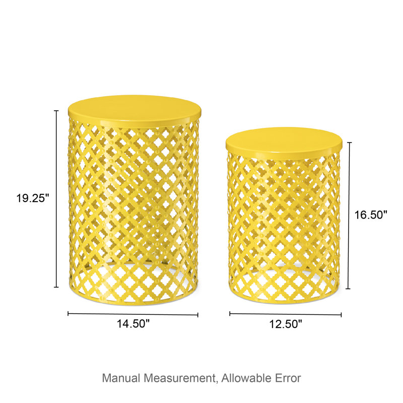 Tabouret de jardin multifonctionnel en métal S / 2, Jaune