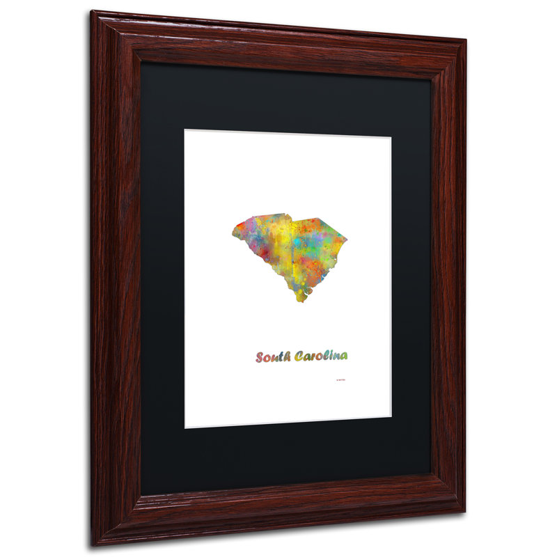 « south caroline state map-1 », impression encadrée encadrée, H 20 po x l 16 po x P 0,5 po, Brun
