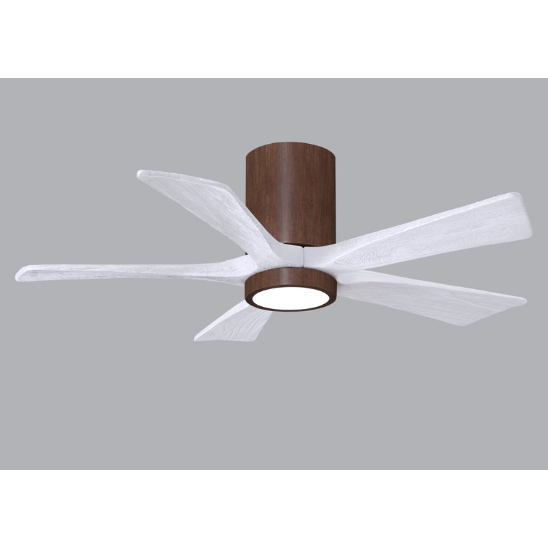 Ventilateur de plafond à 5 pales DEL avec ensemble d'éclairage inclus Irene, Ton noyer, 42", Blanc mat
