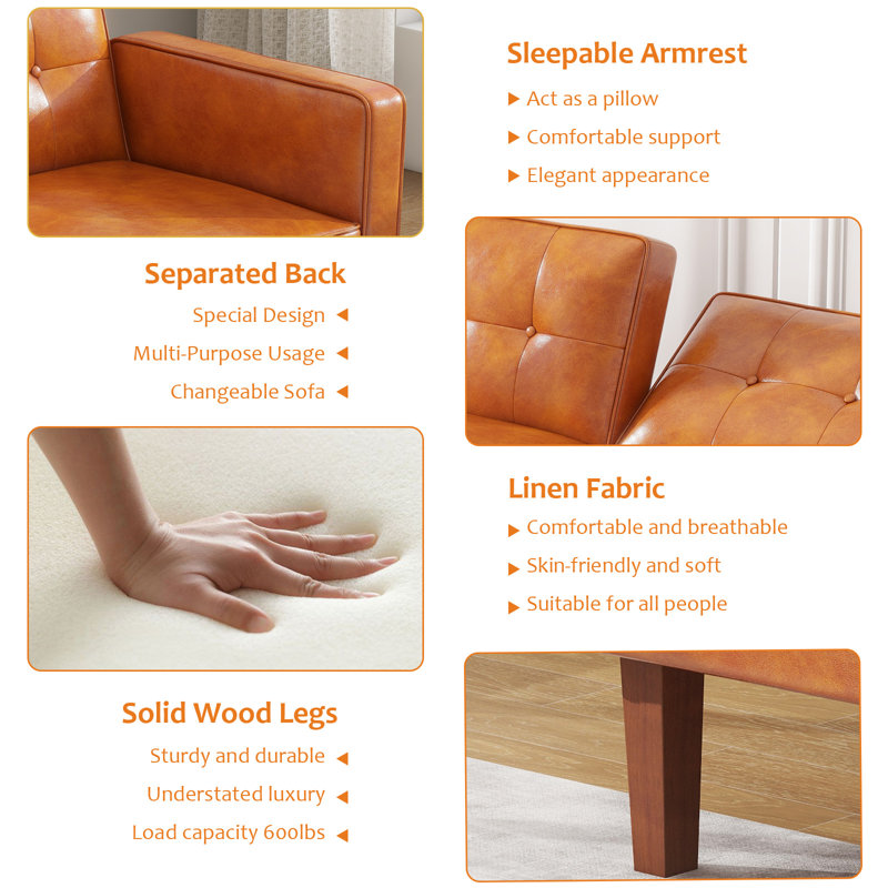 Alexender Futon Sofa Bed Couch Memory Foam Futon Convertible Bed Sleeper for Living Room,Small Space