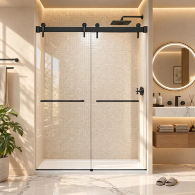 Porte de douche coulissante double sans cadre de 57 à 60 po x H 78 po avec verre certifié Sgcc